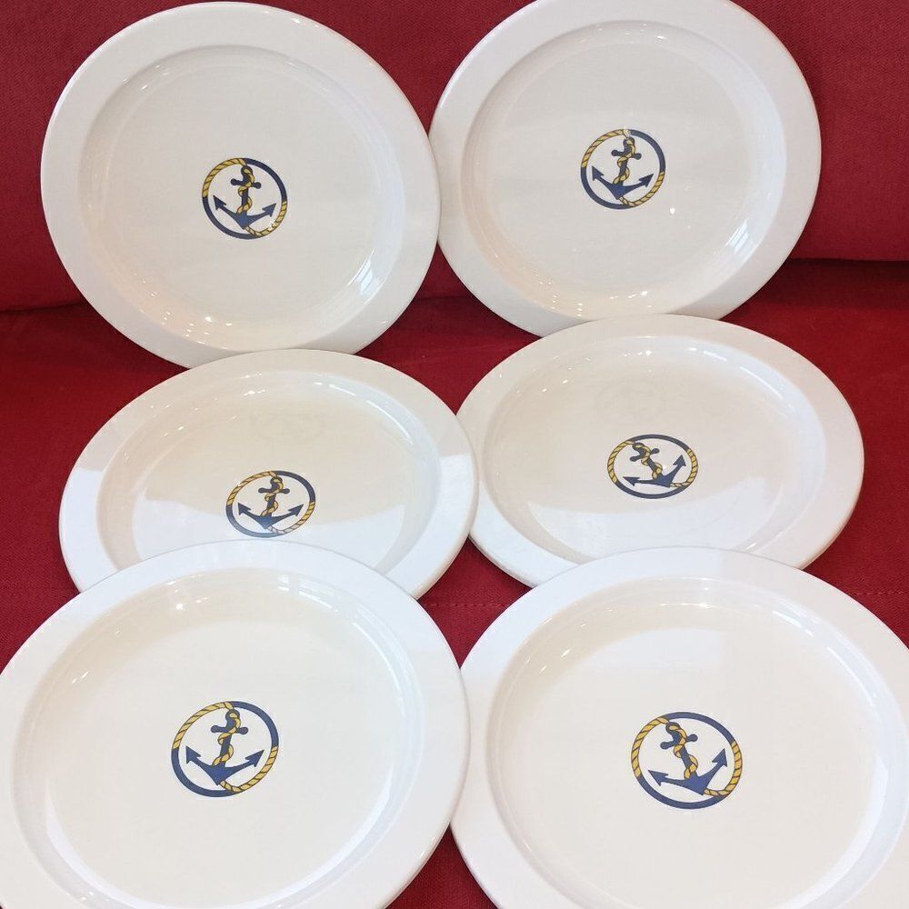 Set of Guzzini Italy Anchor Plates Melamine Dinner Salad Plates Set of 11 - Picture 7 of 11